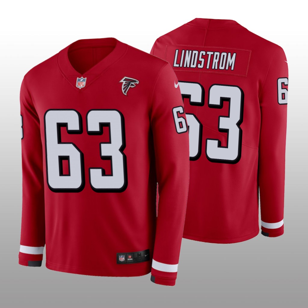 Chris Lindstrom Atlanta Falcons Red Therma Long Sleeve Jersey