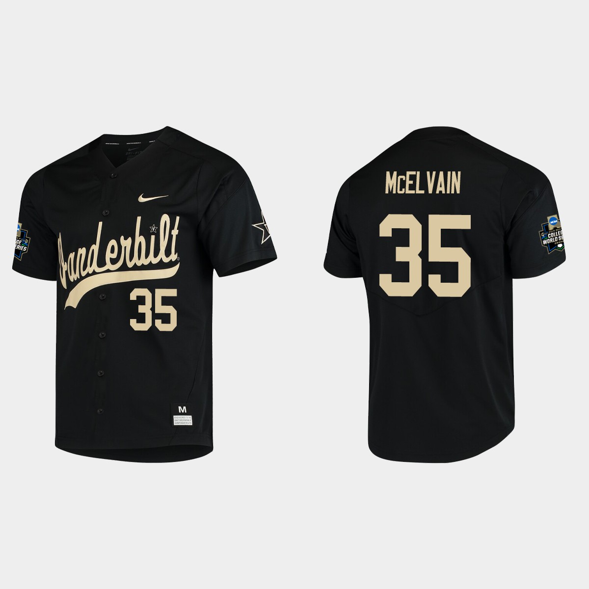 Chris McElvain Vanderbilt Commodores College World Series Jersey - Black