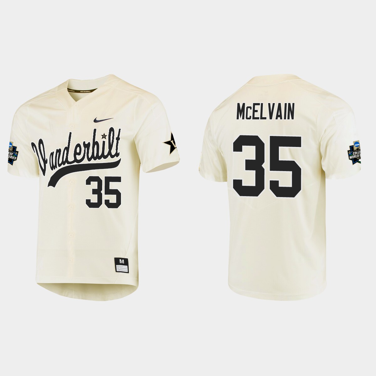 Chris McElvain Vanderbilt Commodores College World Series Jersey - Cream