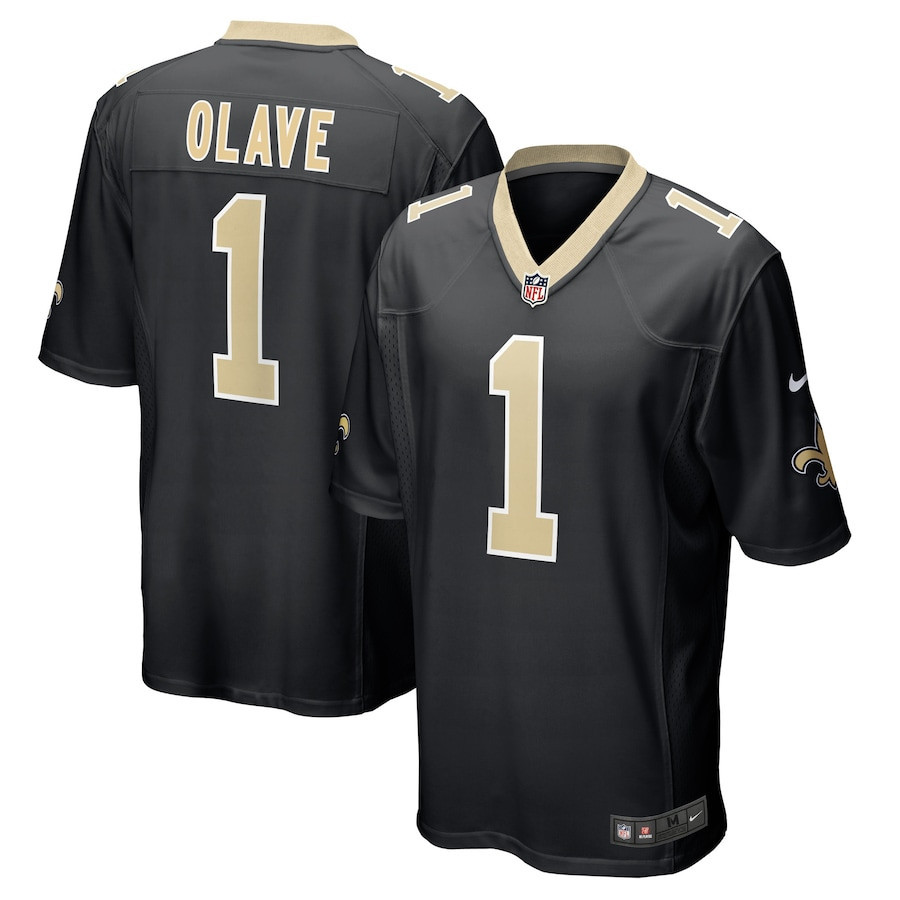 Chris Olave 1 New Orleans Saints 2022 Draft First Round Pick Game Stitched Jersey In Black