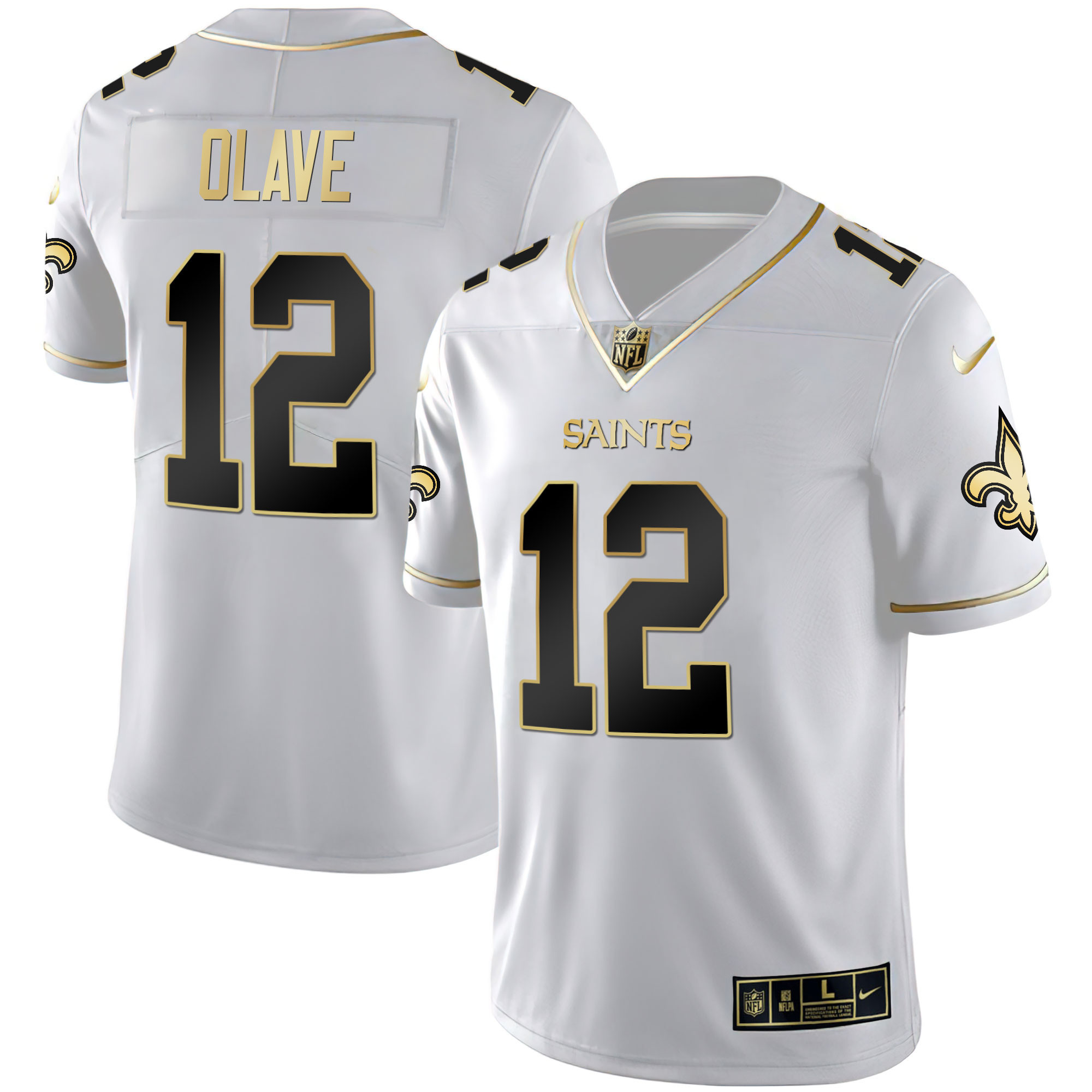 Chris Olave New Orleans Saints Black Gold & White Gold White Gold Jersey - All Stitched 