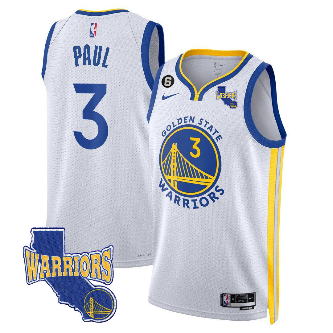Chris Paul Men's Golden State Warriors 2023-24 California State Patch Association White Jersey - All Stitched