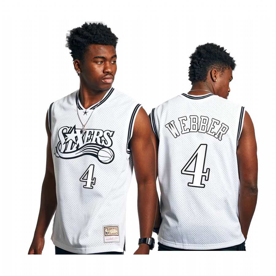 Chris Webber #4 Philadelphia 76ers HWC Mesh Jersey White
