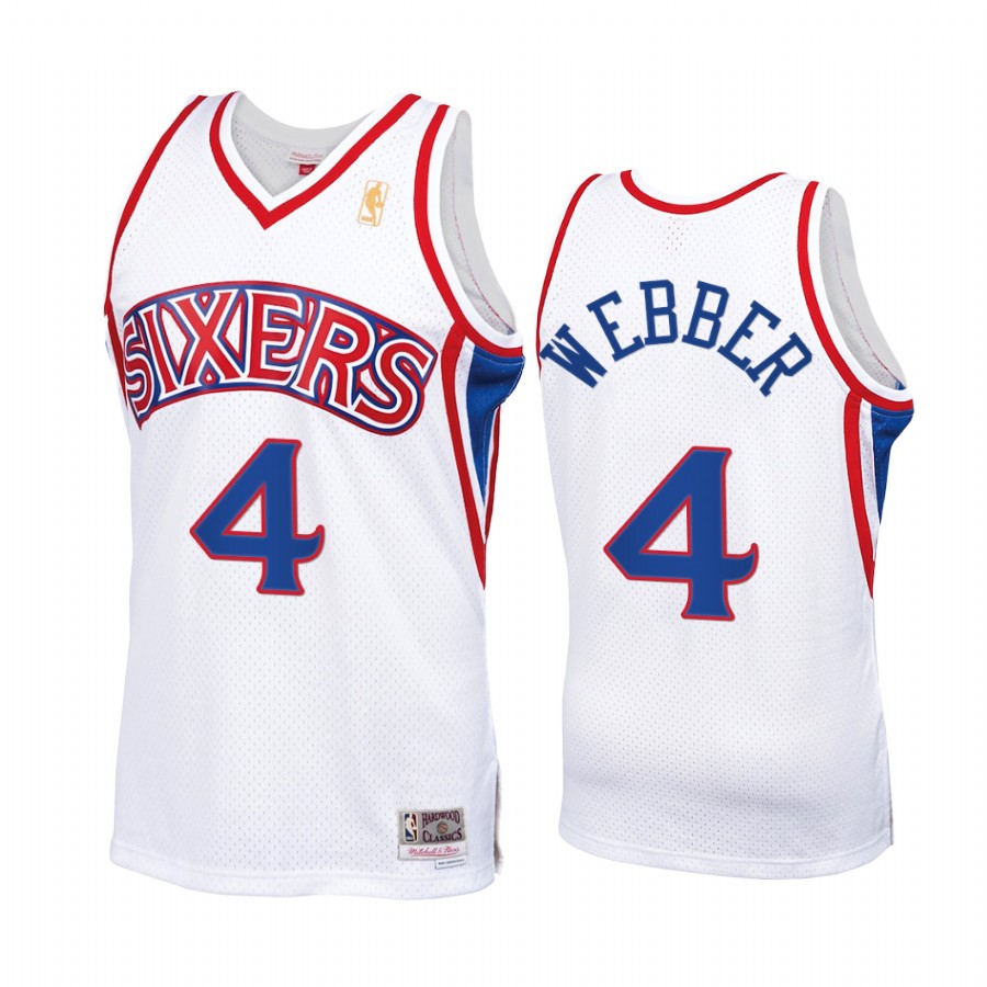 Chris Webber #4 Philadelphia 76ers Throwback 90s Jersey White