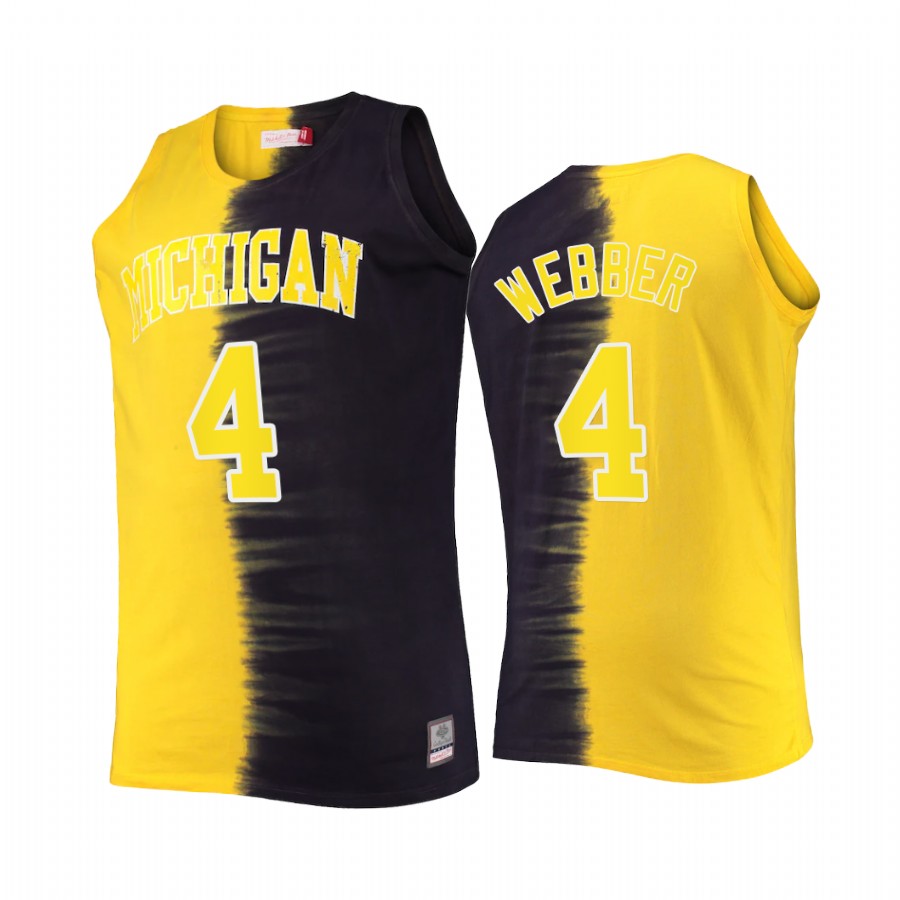 Chris Webber Michigan Wolverines Navy Maize Jersey Classic Tie-Dye Color Crash
