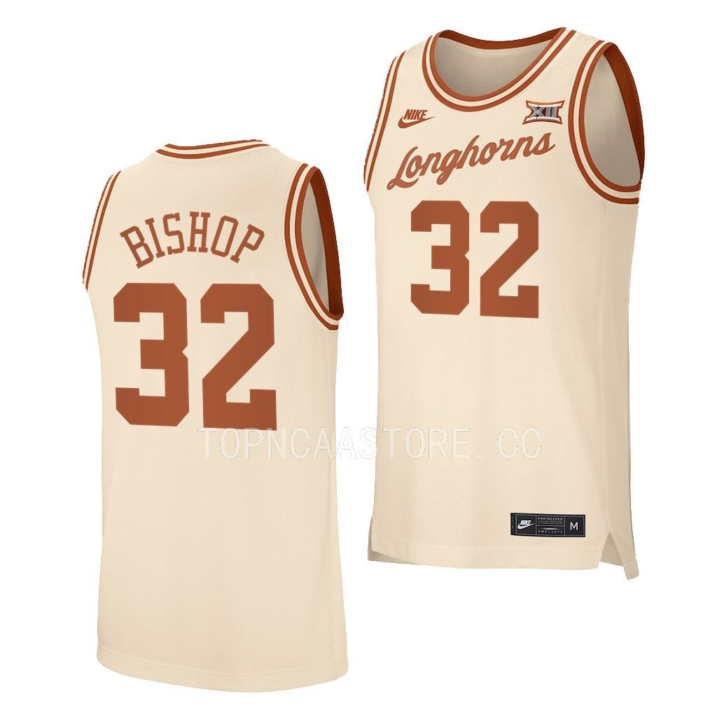 Christian Bishop Texas Longhorns #32 Cream Retro Jersey 2022-23