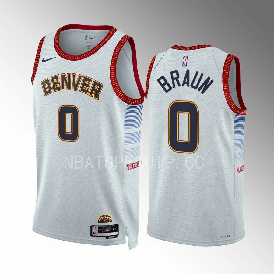 Christian Braun 2022-23 Denver Nuggets White #0 City Edition Jersey Swingman