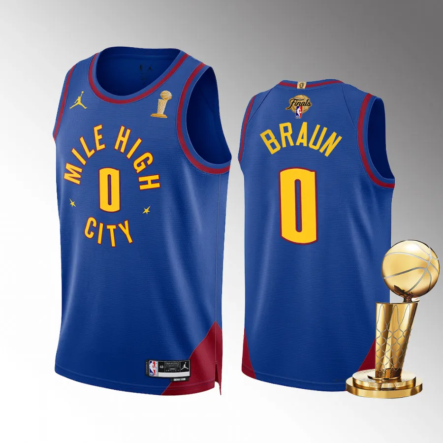 Christian Braun 2023 NBA Finals Champions Denver Nuggets Blue #0 Jersey Statement