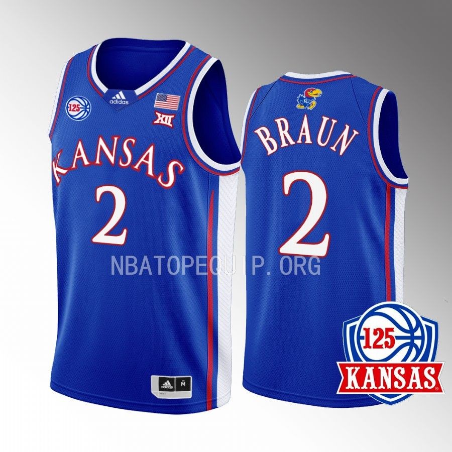 Christian Braun Kansas Jayhawks Blue Jersey 2022-23 125th Anniversary Away