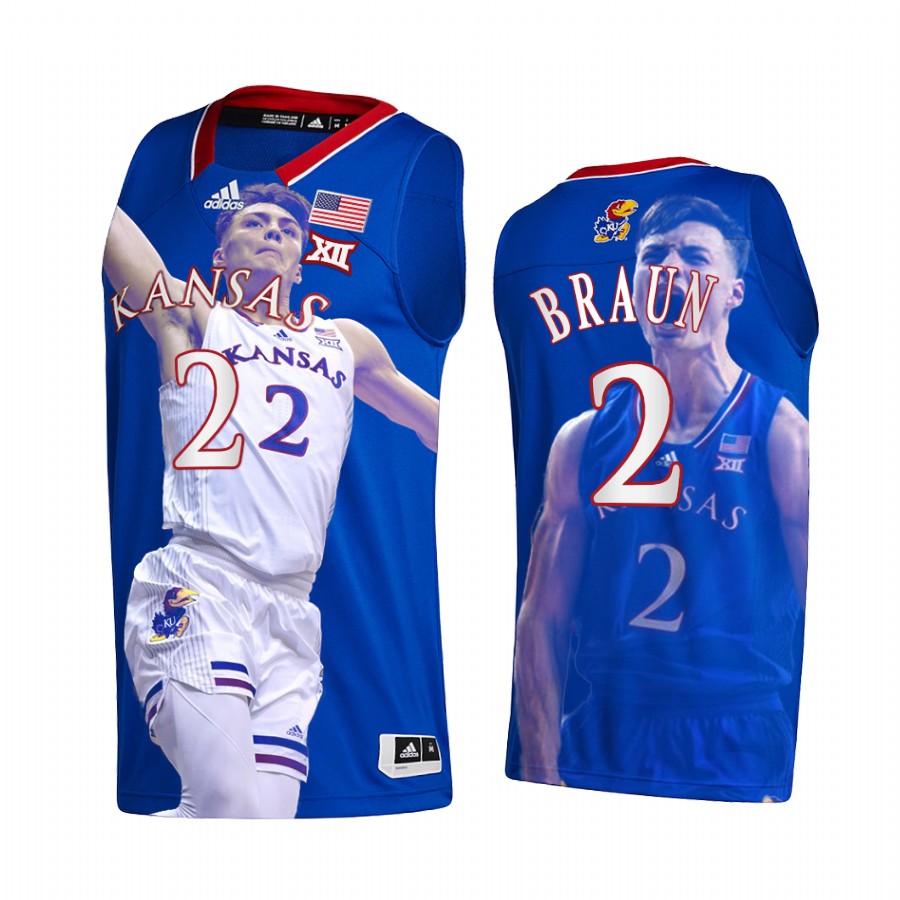 Christian Braun Kansas Jayhawks Royal Jersey 2022 March Madness Highlights Fashion Edition