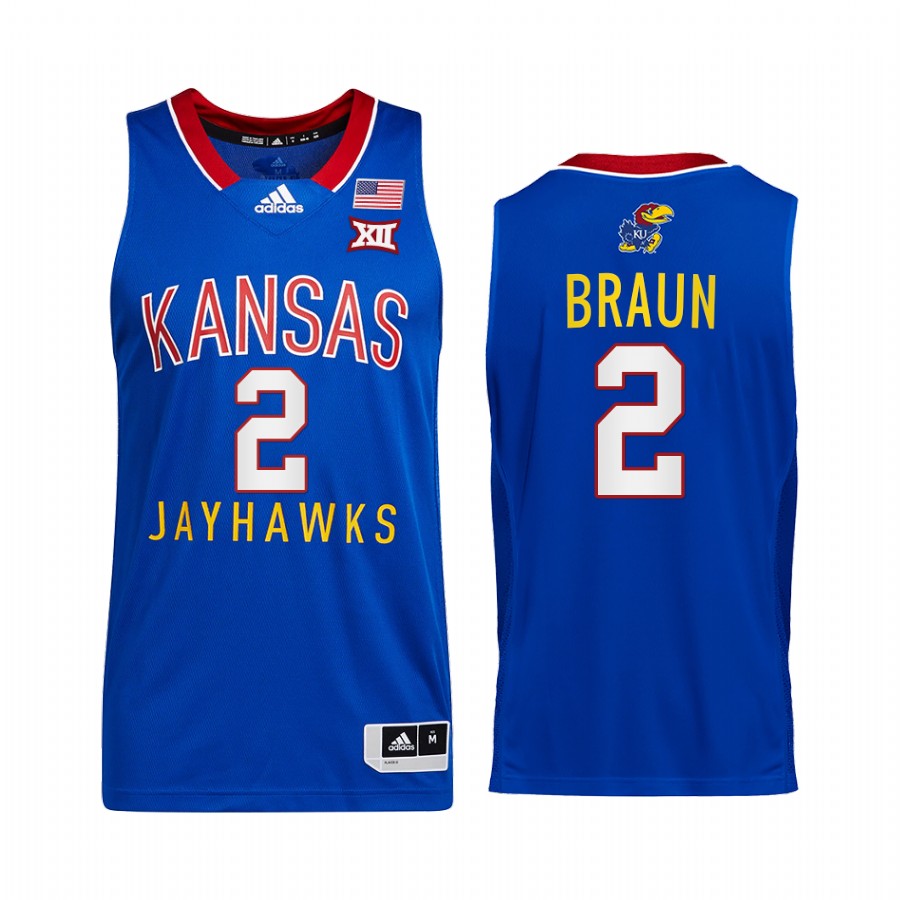 Christian Braun Kansas Jayhawks Royal Jersey College Throwback