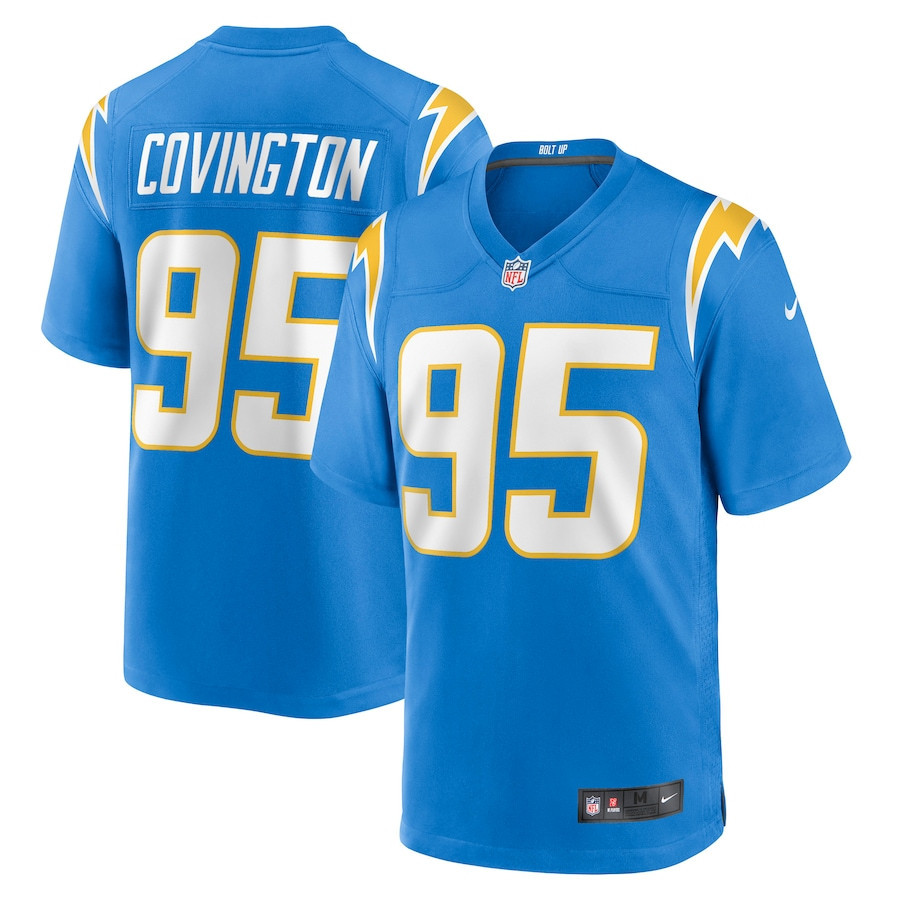 Christian Covington 95 Los Angeles Chargers Game Stitched Jersey – Powder Blue