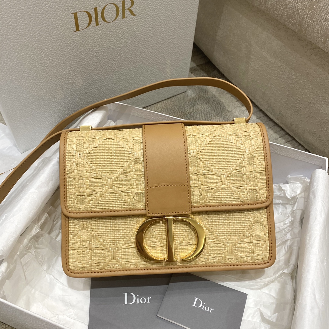 Christian Dior 30 Montaigne Bag Natural Cannage Raffia, Brown, For Women Women’s Handbags, Shoulder Bags, Crossbody Bags, 24cm CDUMBE_