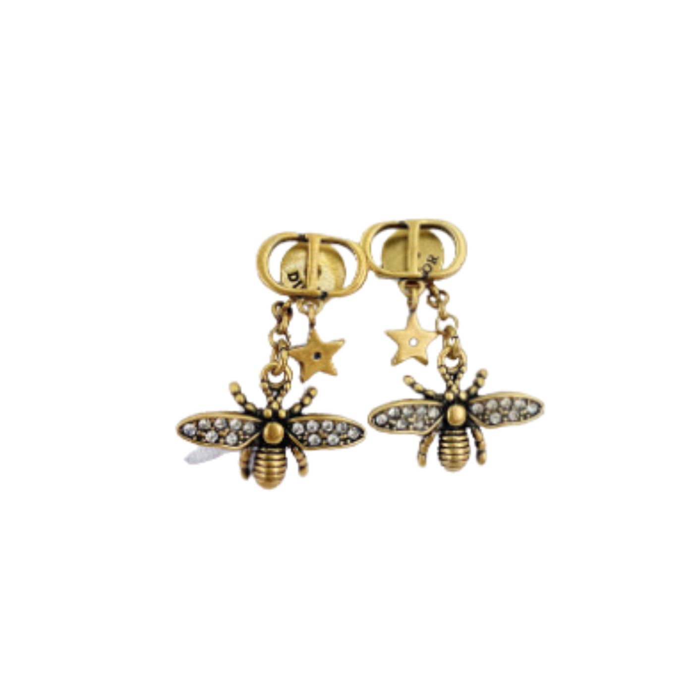 Christian Dior Bee Shape Earrings Gold Tone For Women
