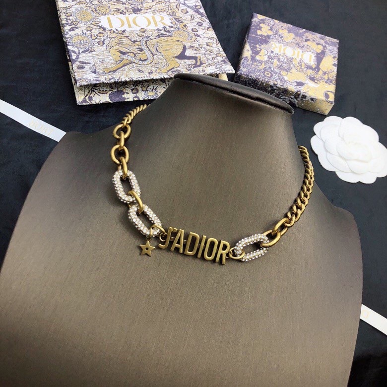 Christian Dior Big Chain Choker Gold Tone For Women