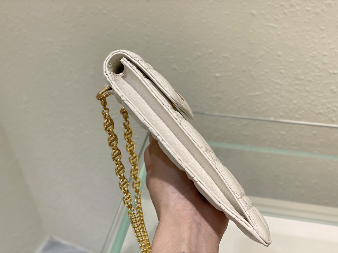 Christian Dior Caro Phone Holder With Chain White, For Women, Women’s Handbags 7.5in/18.5cm CD