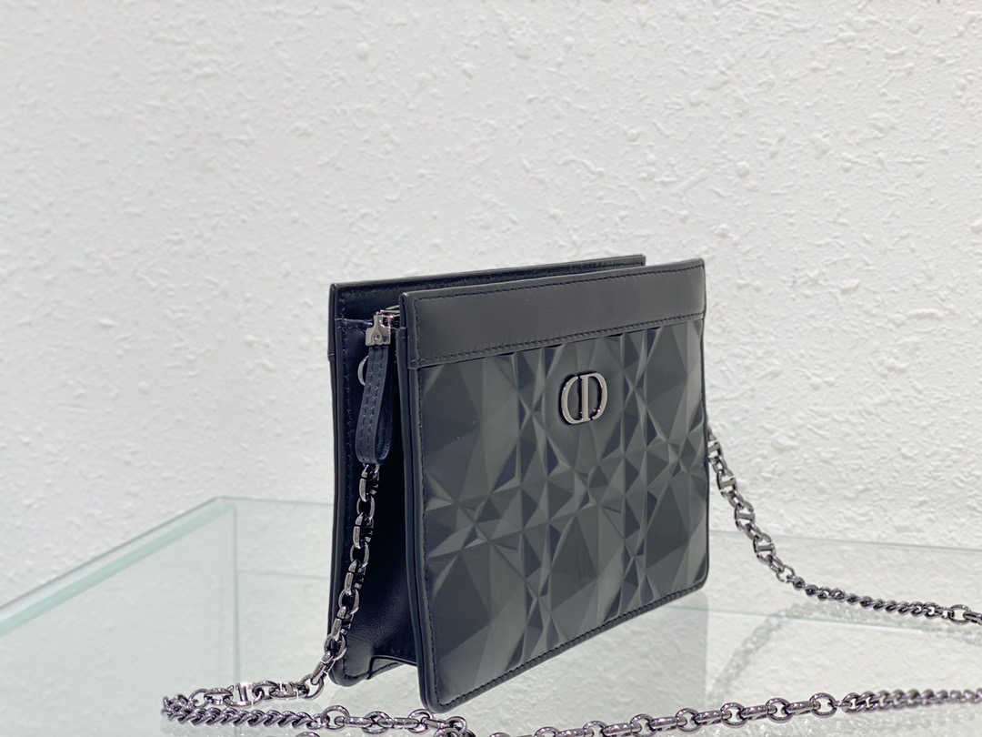 Christian Dior Caro Zipped Pouch With Chain Black, For Women, Women’s Handbags 7.5in/19cm CDBNEM_