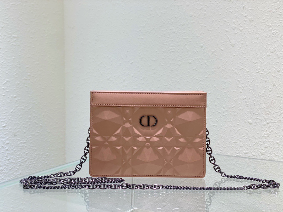Christian Dior Caro Zipped Pouch With Chain Pink, For Women, Women’s Handbags 7.5in/19cm CD