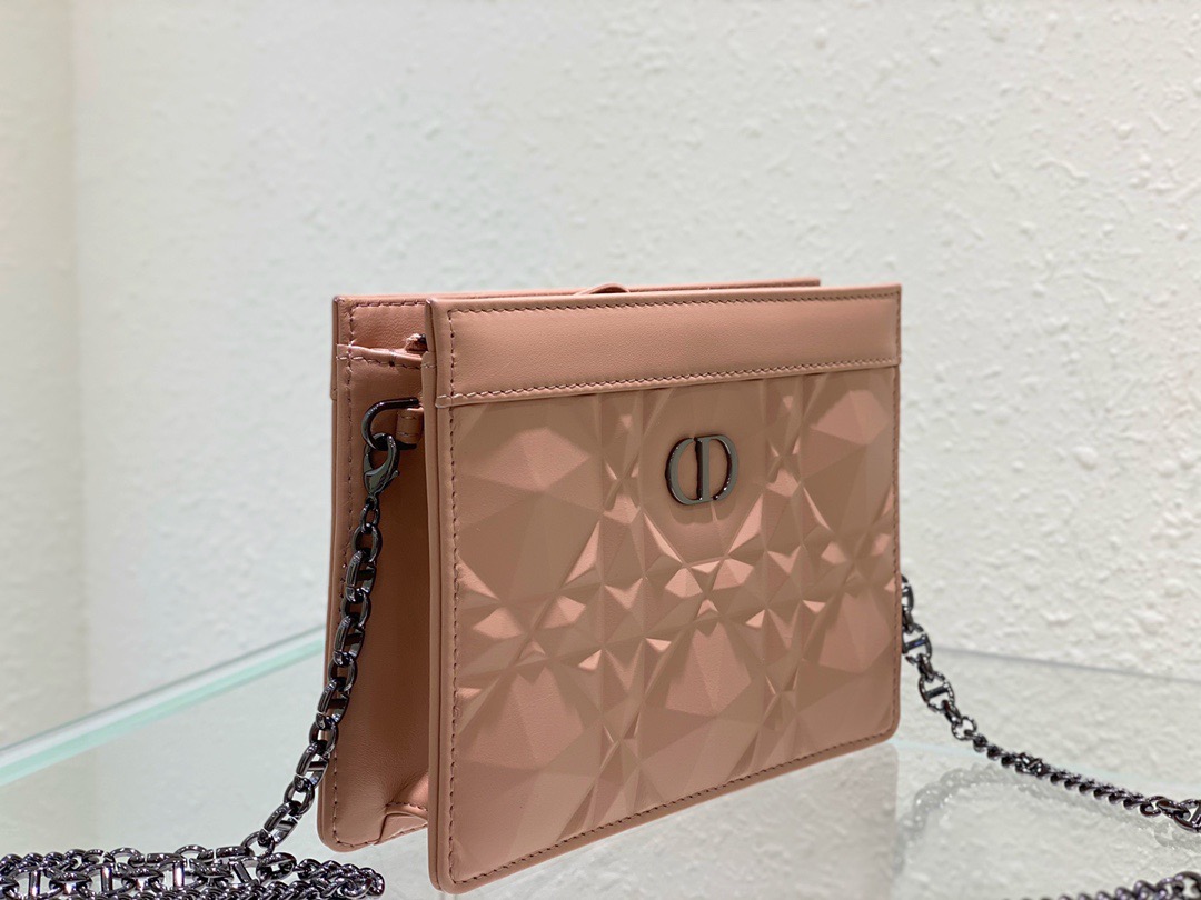 Christian Dior Caro Zipped Pouch With Chain Pink, For Women, Women’s Handbags 7.5in/19cm CD