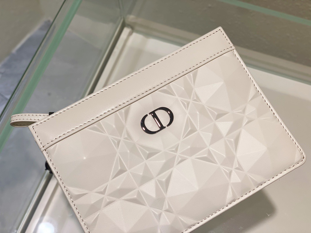 Christian Dior Caro Zipped Pouch With Chain White, For Women, Women’s Handbags 7.5in/19cm CD
