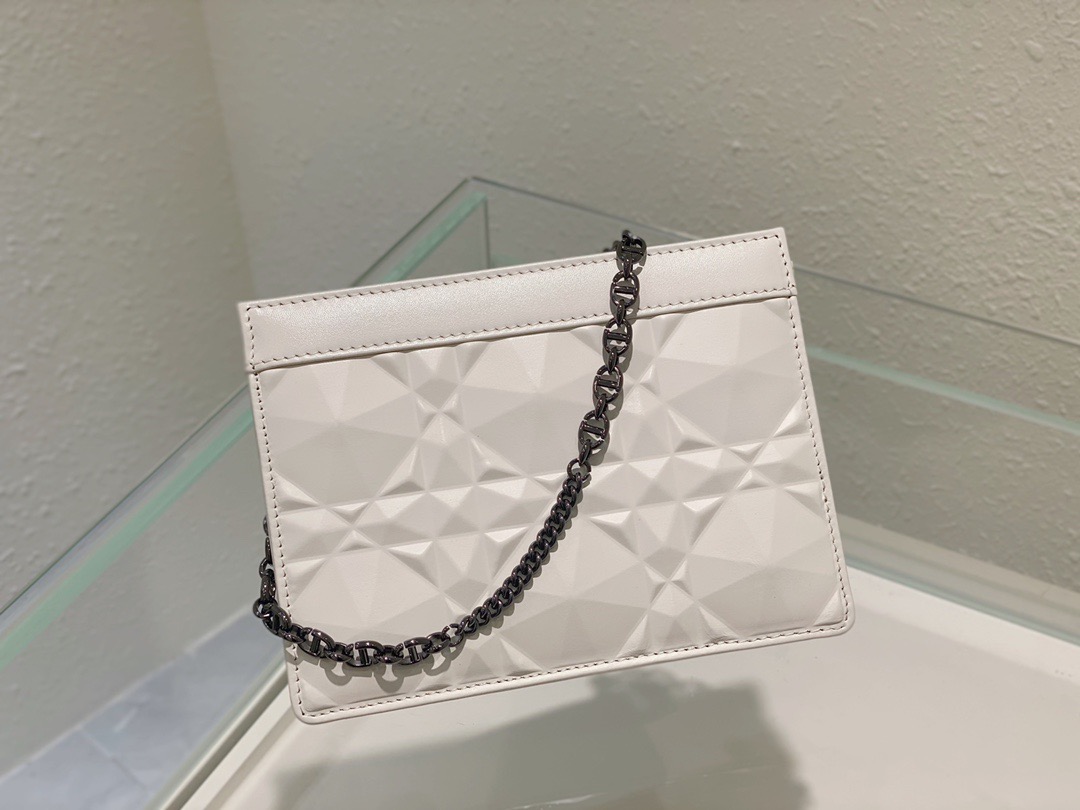 Christian Dior Caro Zipped Pouch With Chain White, For Women, Women’s Handbags 7.5in/19cm CD