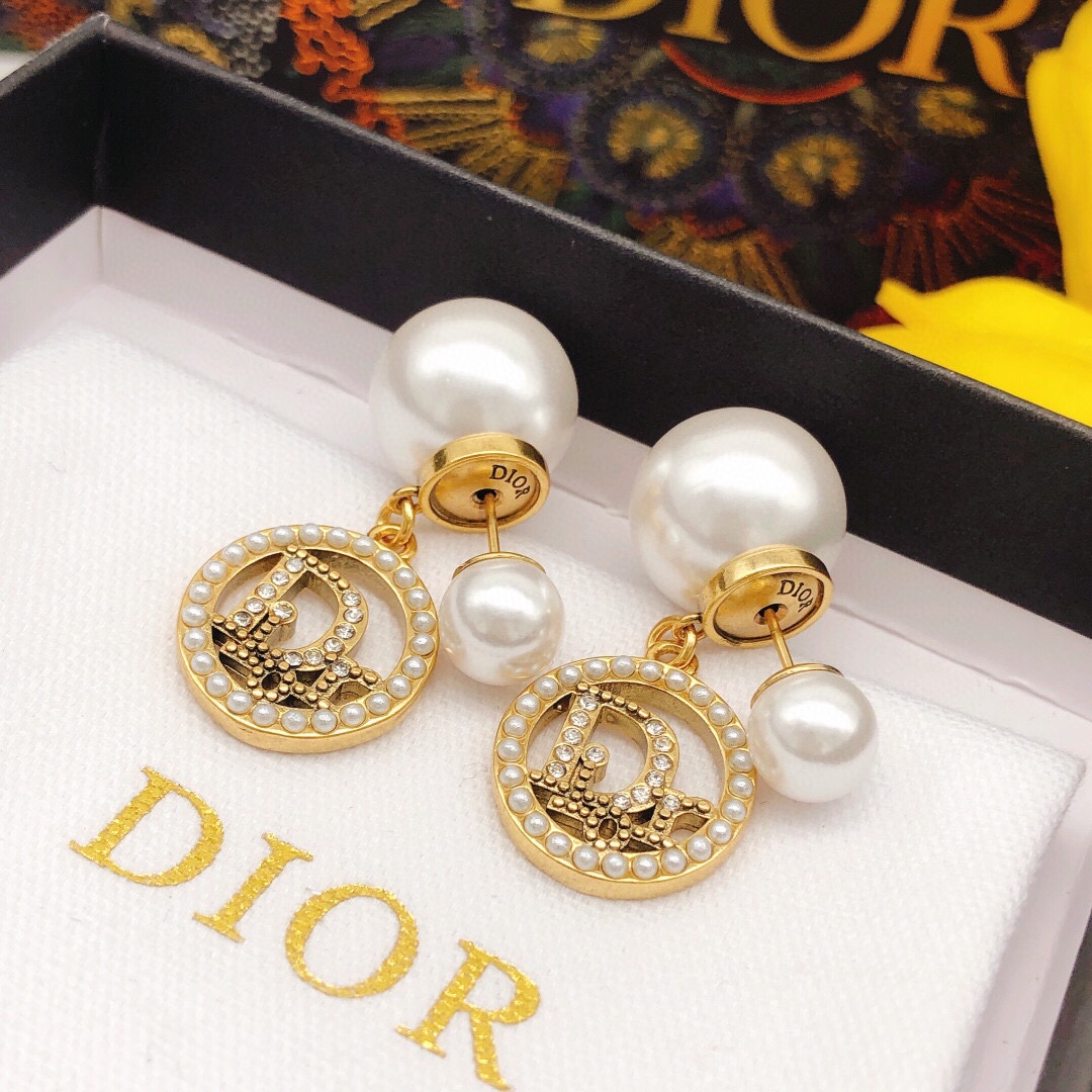Christian Dior CD Earrings Gold For Women