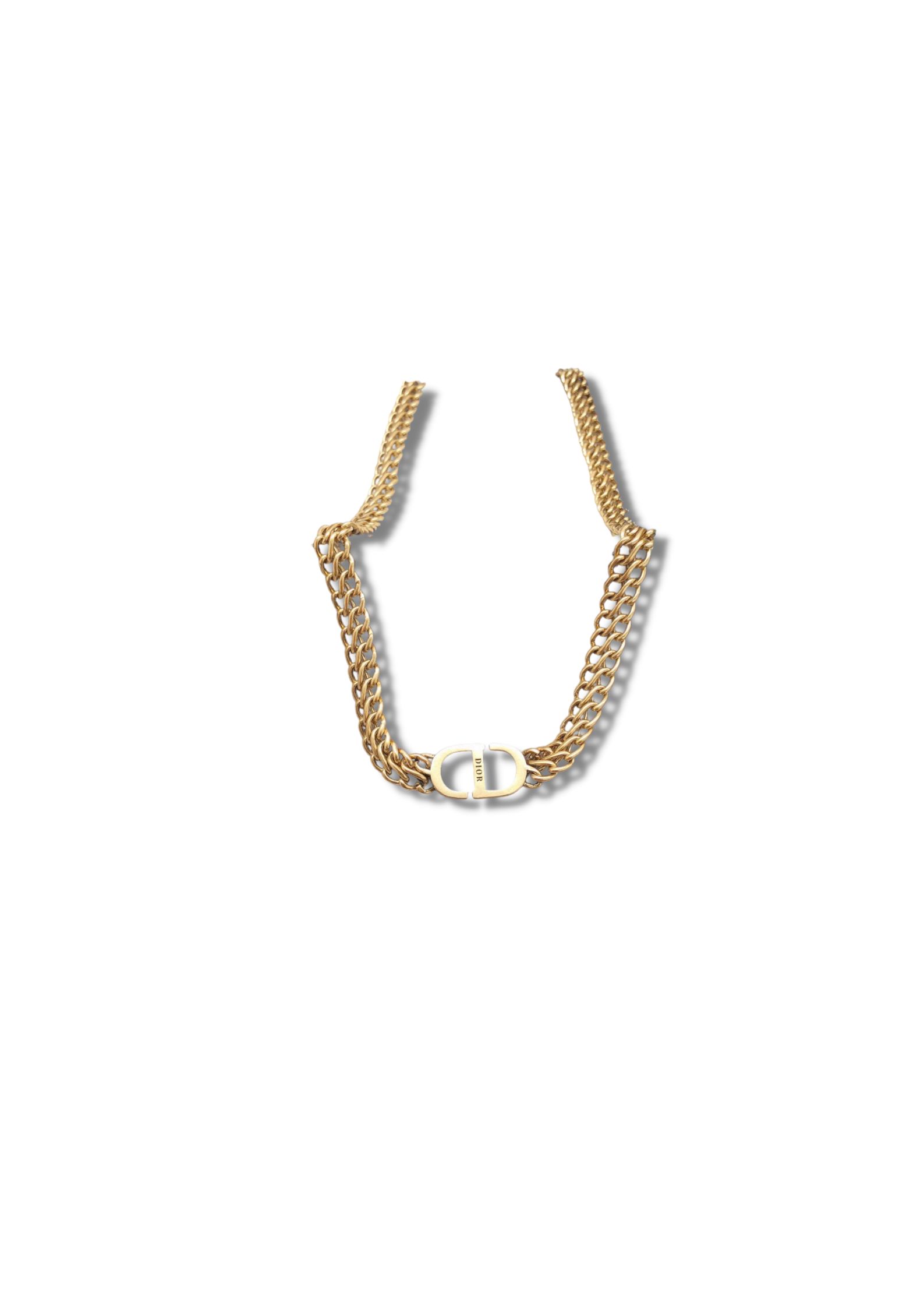 Christian Dior CD Repurposed ‘CD’ Necklace Gold Tone For Women