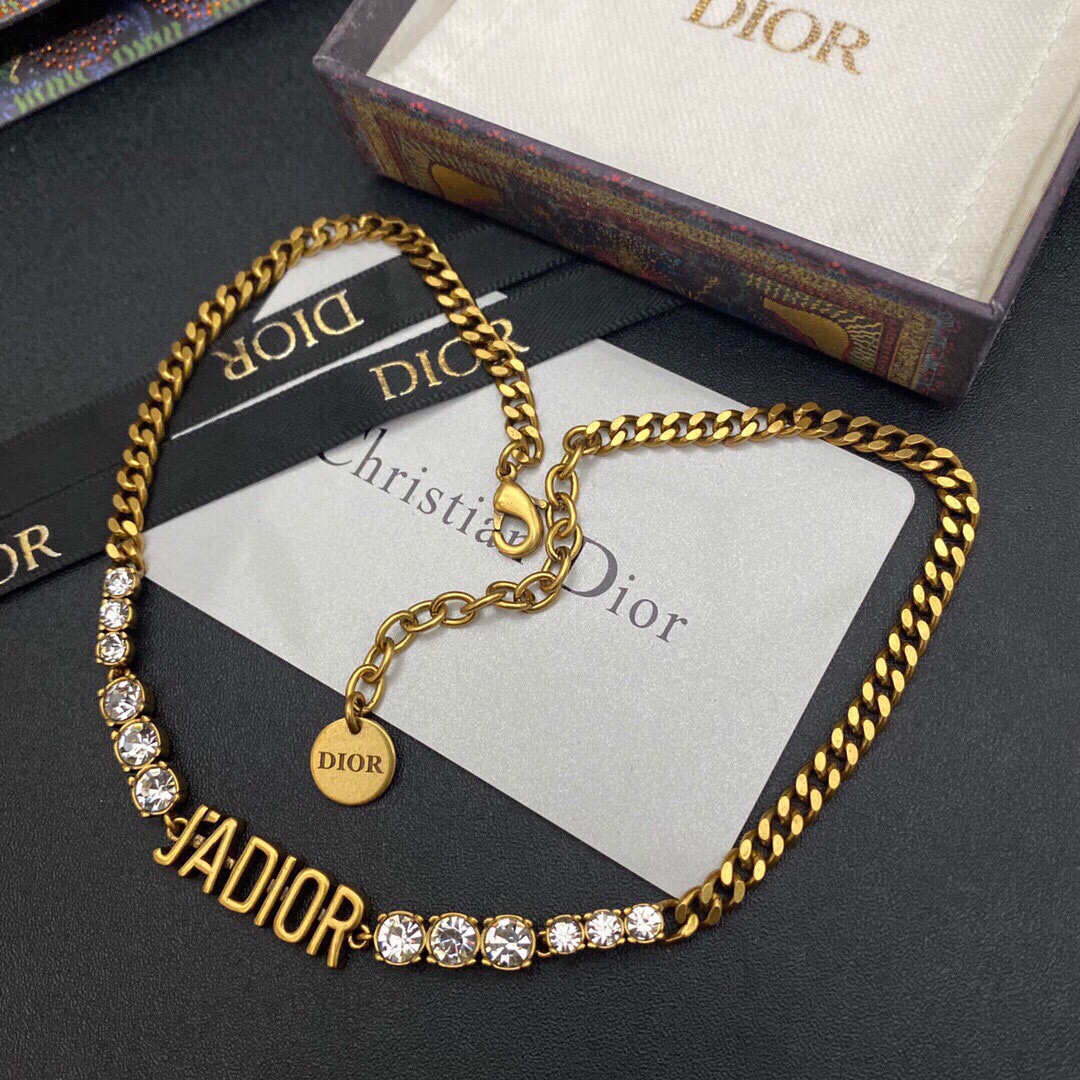 Christian Dior Chain Necklace Gold For Women