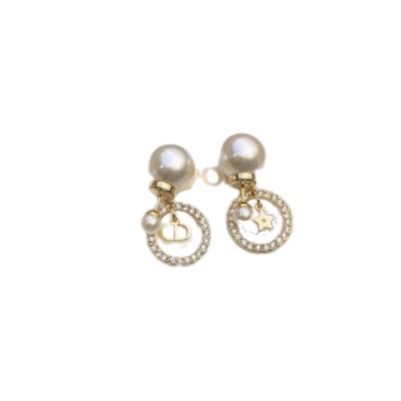 Christian Dior Clair Lune Earrings Gold Tone For Women