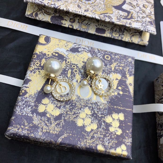 Christian Dior Clair Lune Earrings Gold Tone For Women
