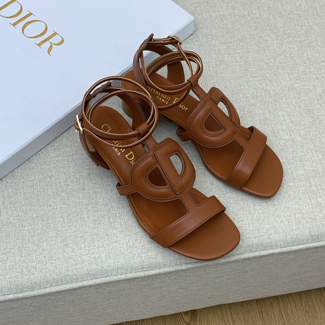 Christian Dior D Club Sandal 1.7 Inches Brown For Women CD