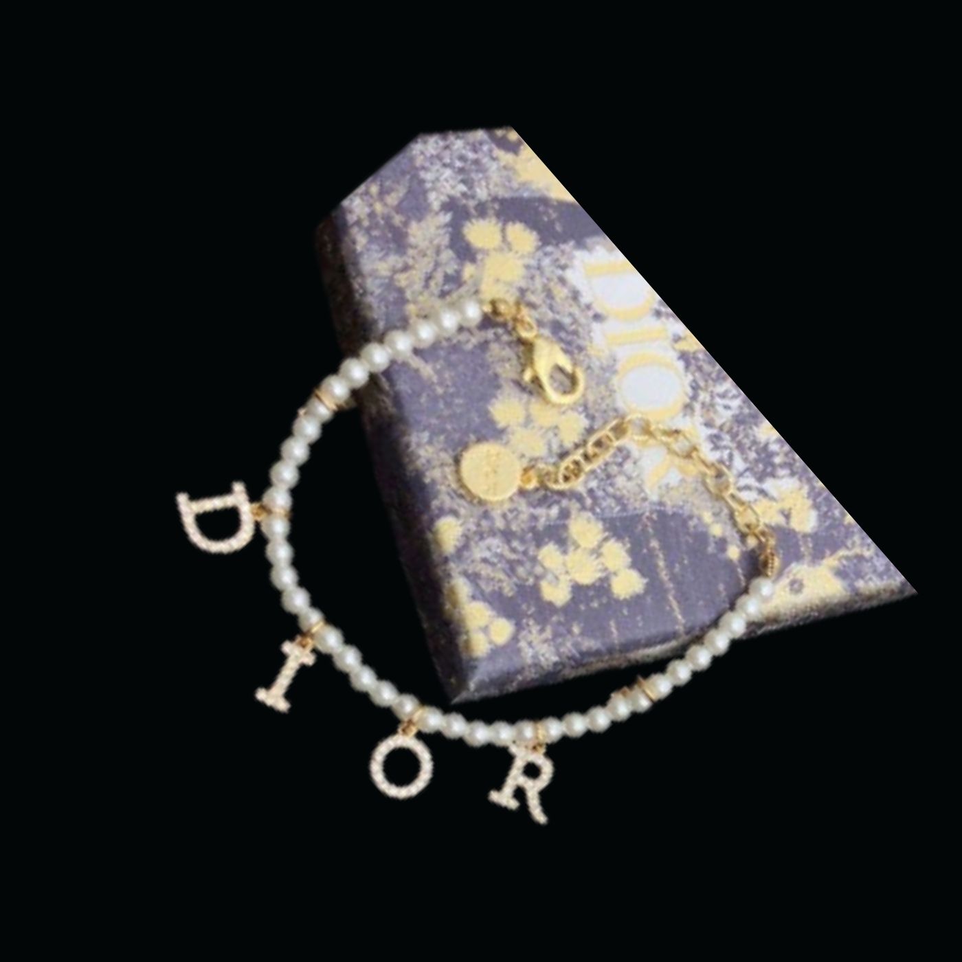 Christian Dior Dangling The Letter D-I-O-R Frame Bracelet Gold Tone For Women