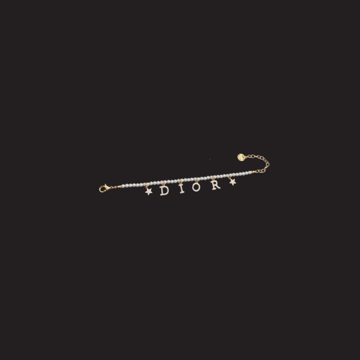 Christian Dior Dangling The Letter D-I-O-R Frame Bracelet Gold Tone For Women