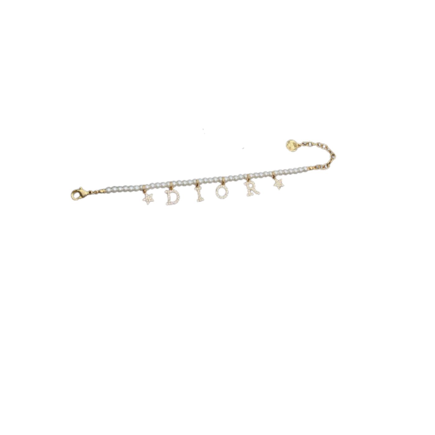 Christian Dior Dangling The Letter D-I-O-R Frame Bracelet Gold Tone For Women