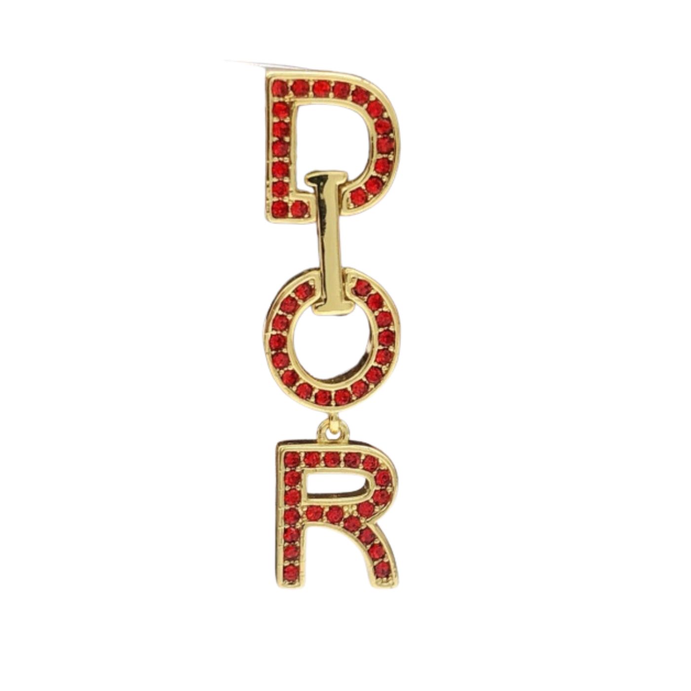 Christian Dior Diamond Tassel Earrings Red For Women