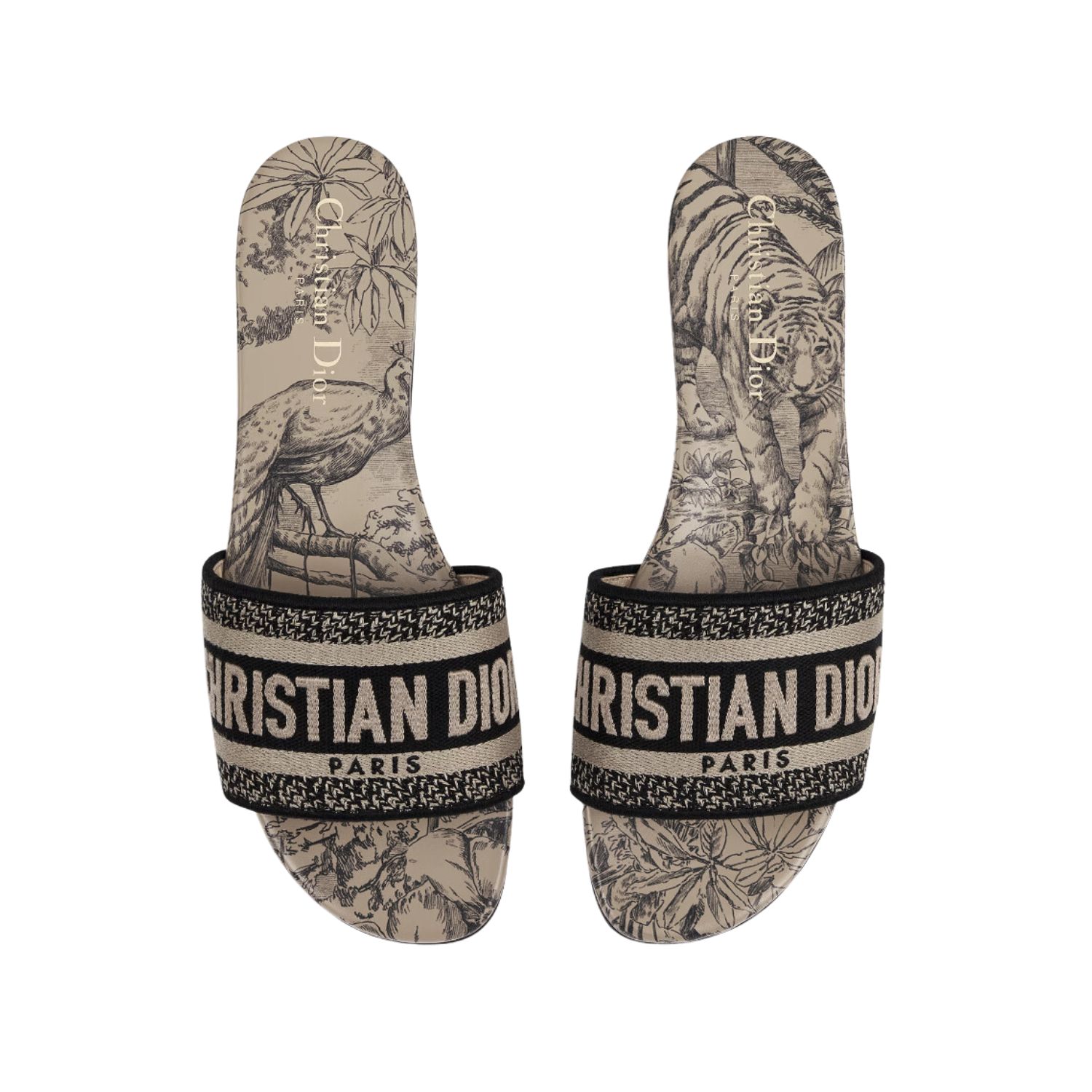 Christian Dior Dway Slide Beige and Black Cotton For Women KCQ209VOY_S37U