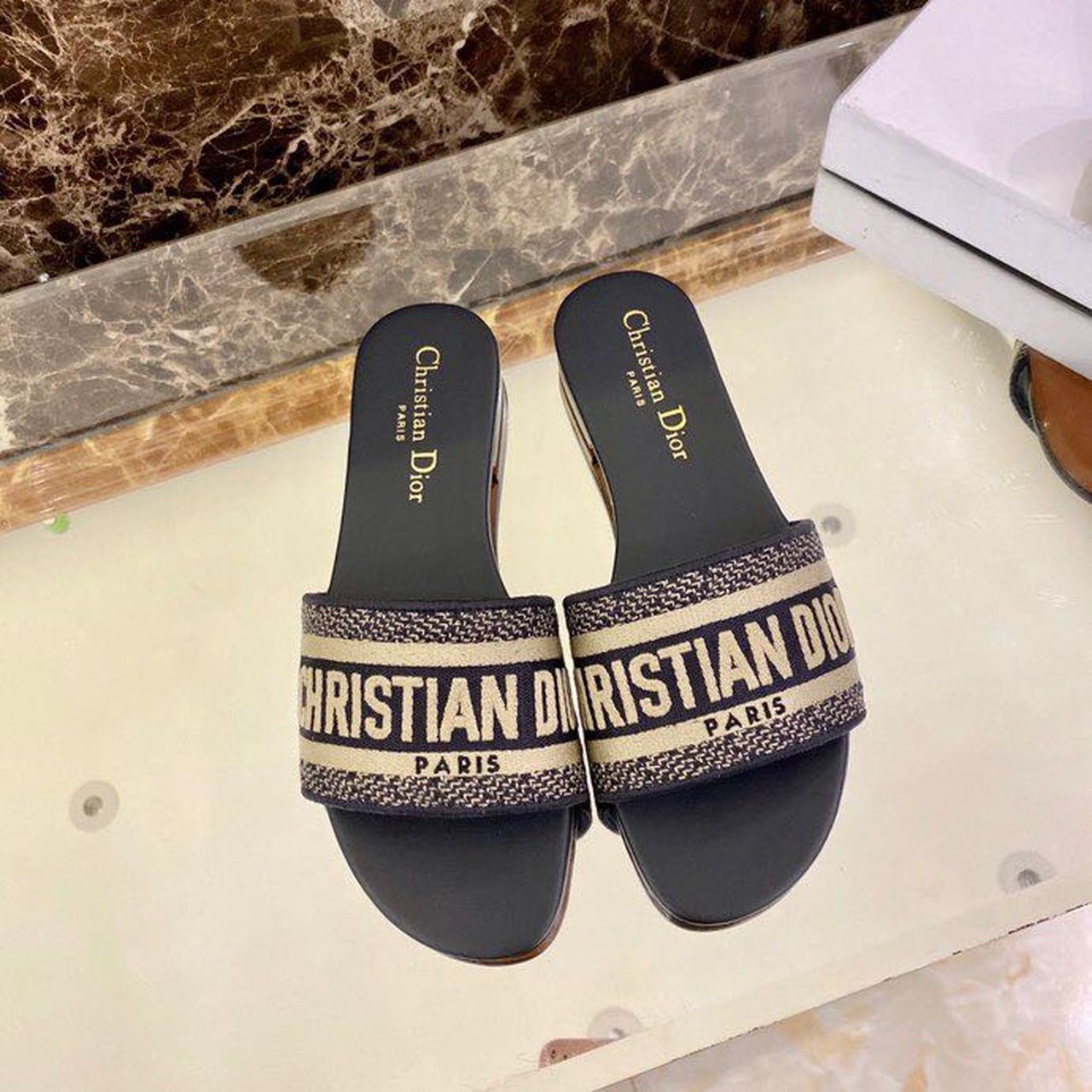 Christian Dior Dway Slide Deep Blue Embroidered Cotton Deep Blue For Women CD KCQ166ERC_S56B