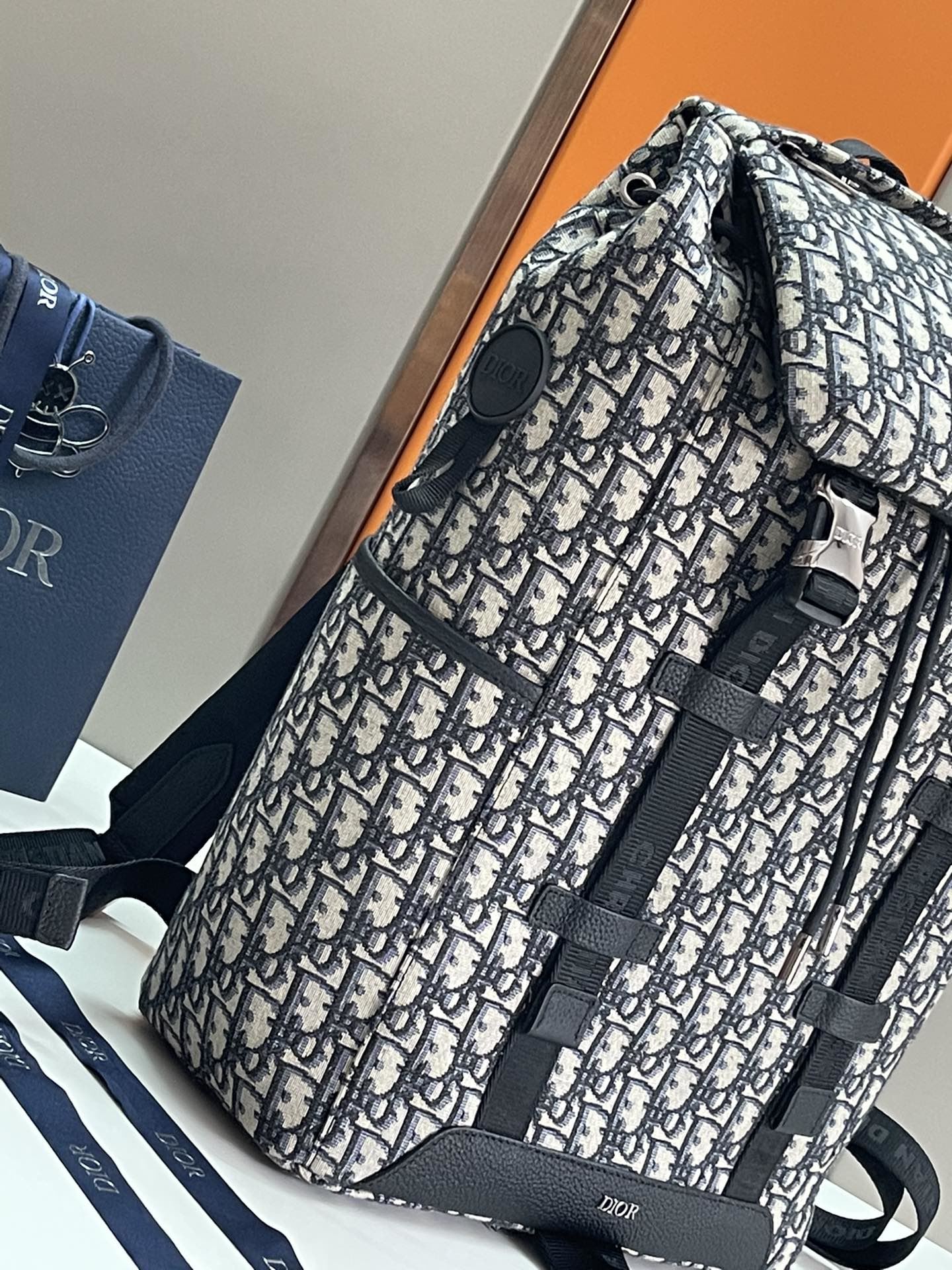 Christian Dior Hit The Road Backpack Black/White For Men 16.7 in/42.5 cm