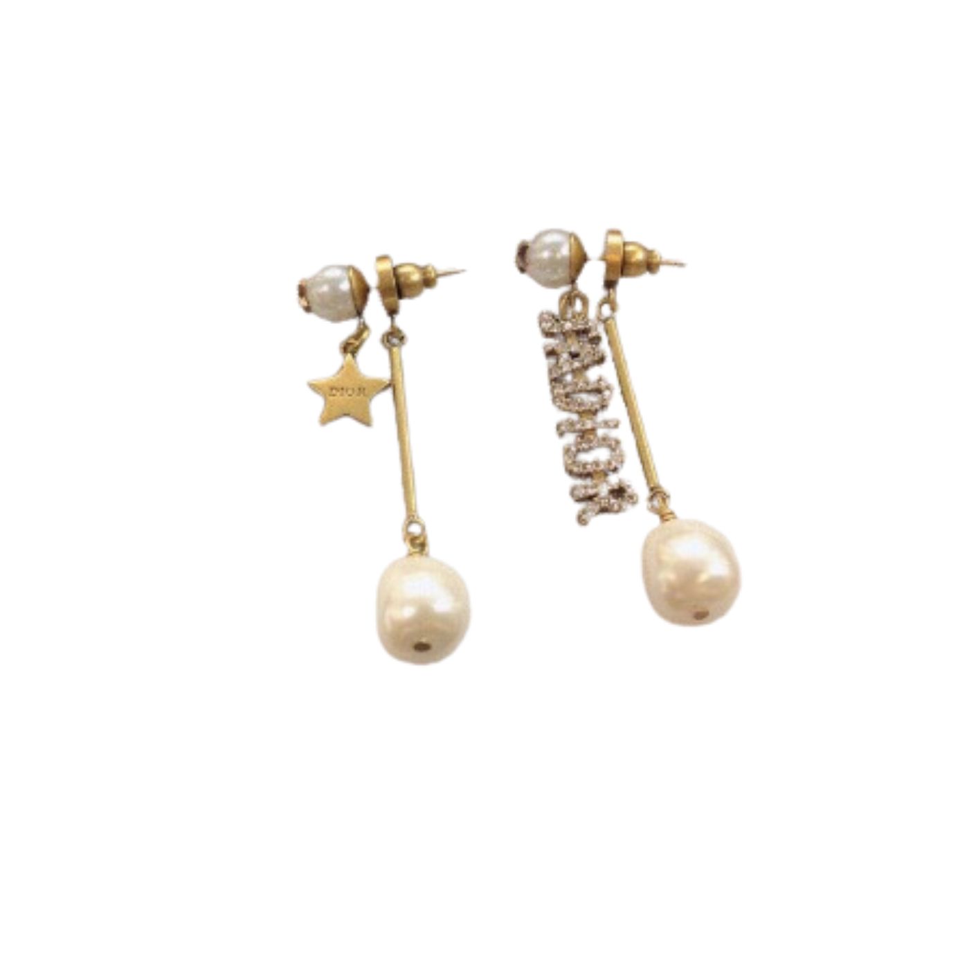 Christian Dior I Shape Earrings Gold Tone For Women