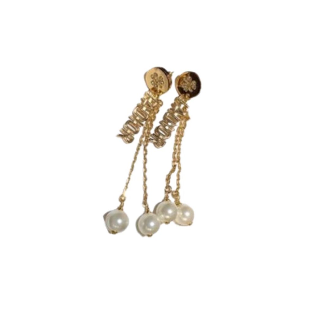 Christian Dior J-A-D-I-O-R Earrings Gold Tone For Women