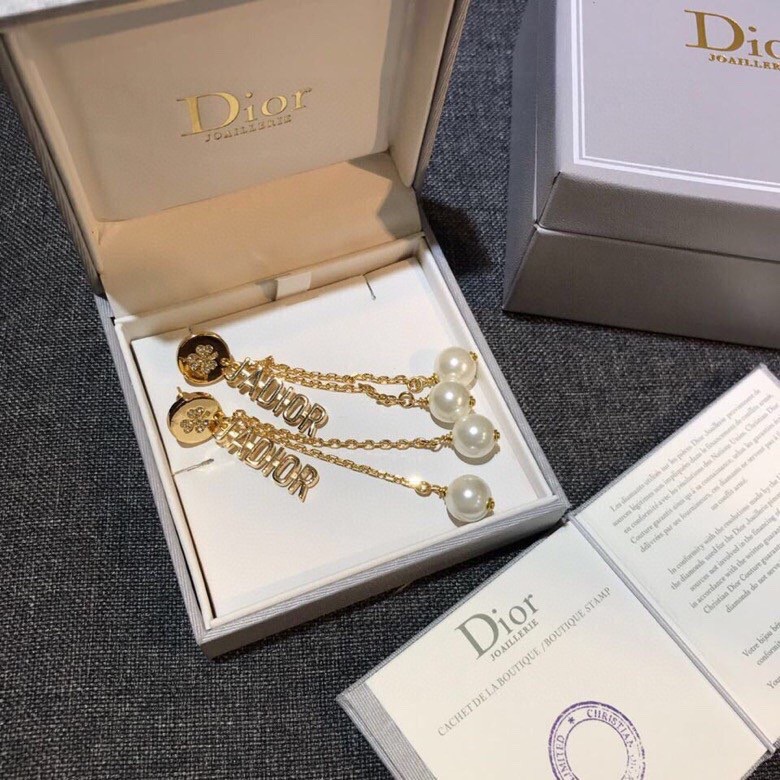 Christian Dior J-A-D-I-O-R Earrings Gold Tone For Women