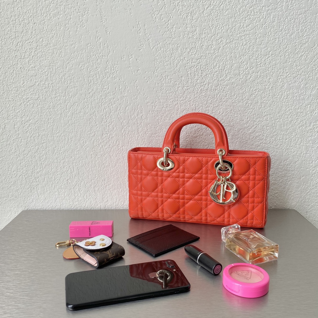 Christian Dior Lady D-Joy Bag, Orange, For Women Women’s Handbags, 26cm CD