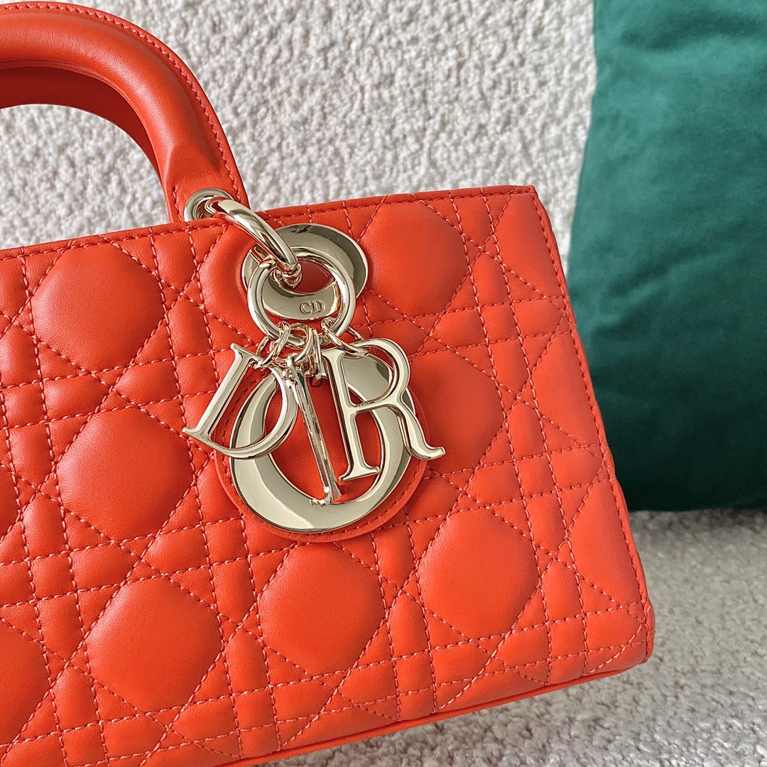 Christian Dior Lady D-Joy Bag, Orange, For Women Women’s Handbags, 26cm CD
