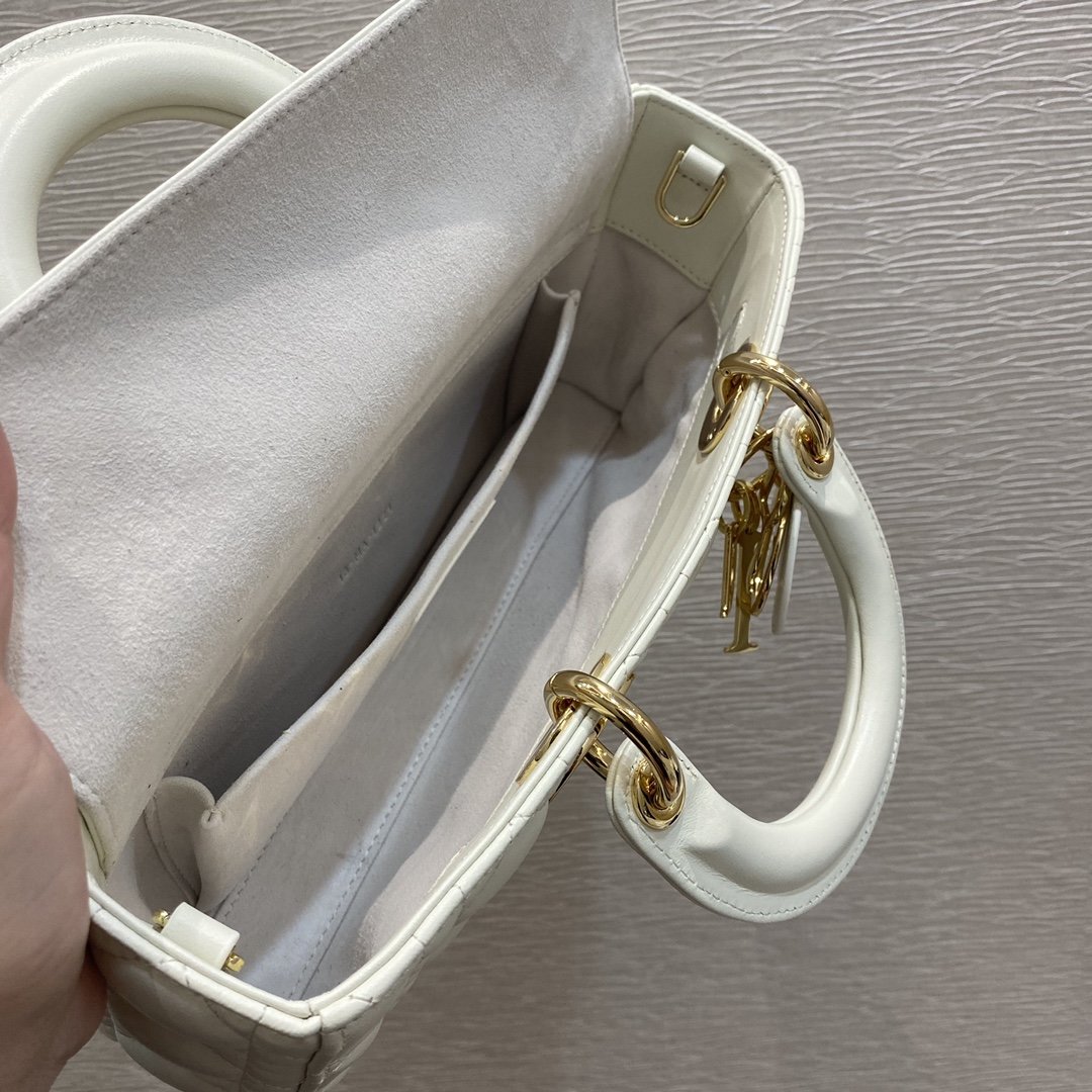 Christian Dior Lady D-Joy Bag, White, For Women Women’s Handbags, 26cm CD