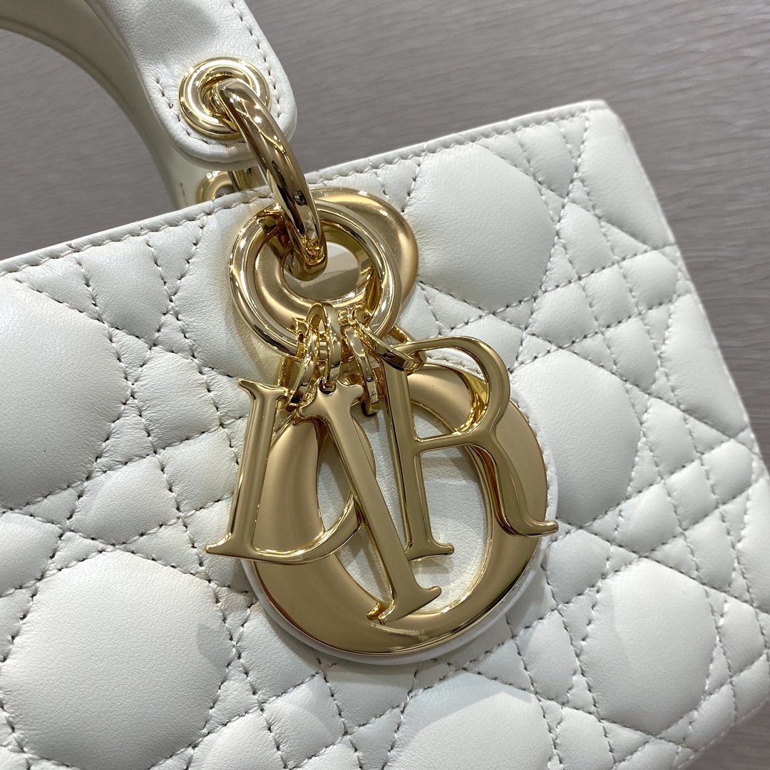 Christian Dior Lady D-Joy Bag, White, For Women Women’s Handbags, 26cm CD