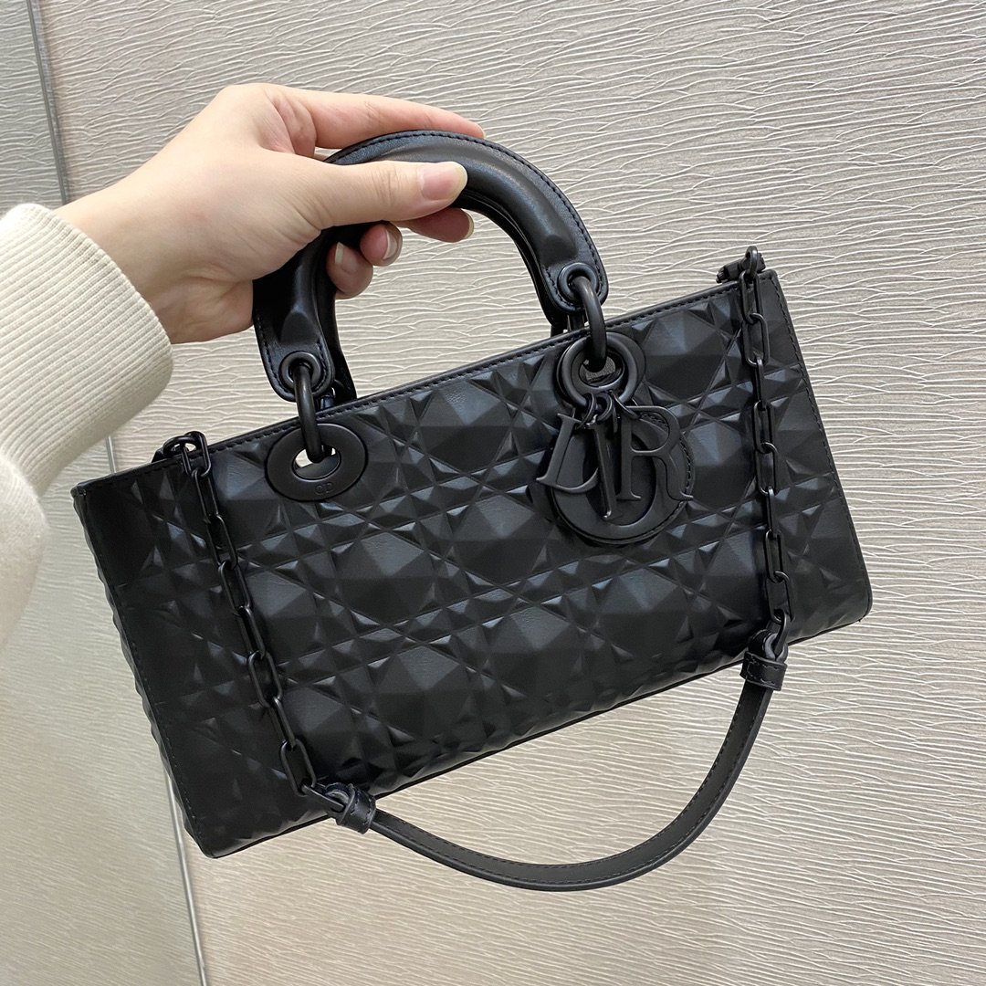Christian Dior Lady D-Joy Bag Black Cannage with Beaded Motif, For Women Women’s Handbags, 26cm CDSNEA_