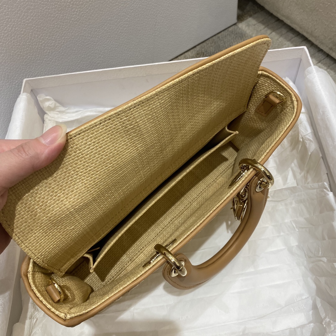 Christian Dior Lady D-Joy Bag Natural Cannage Raffia, Brown, For Women Women’s Handbags, 26cm CDOMBD_