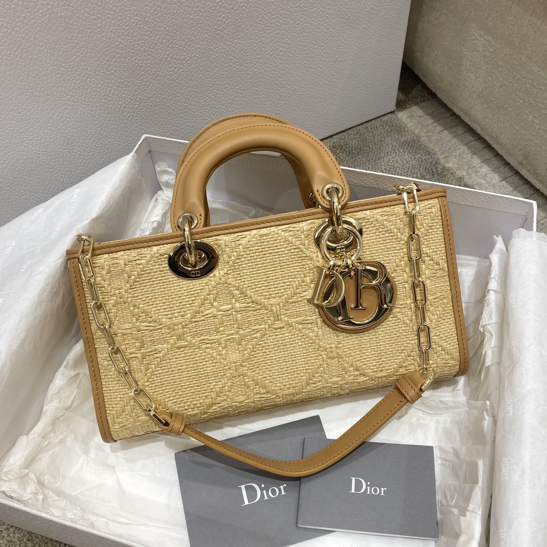 Christian Dior Lady D-Joy Bag Natural Cannage Raffia, Brown, For Women Women’s Handbags, 26cm CDOMBD_