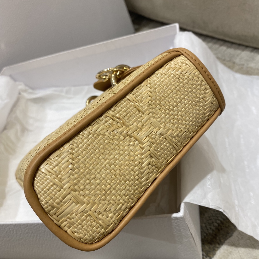 Christian Dior Lady D-Joy Bag Natural Cannage Raffia, Brown, For Women Women’s Handbags, 26cm CDOMBD_