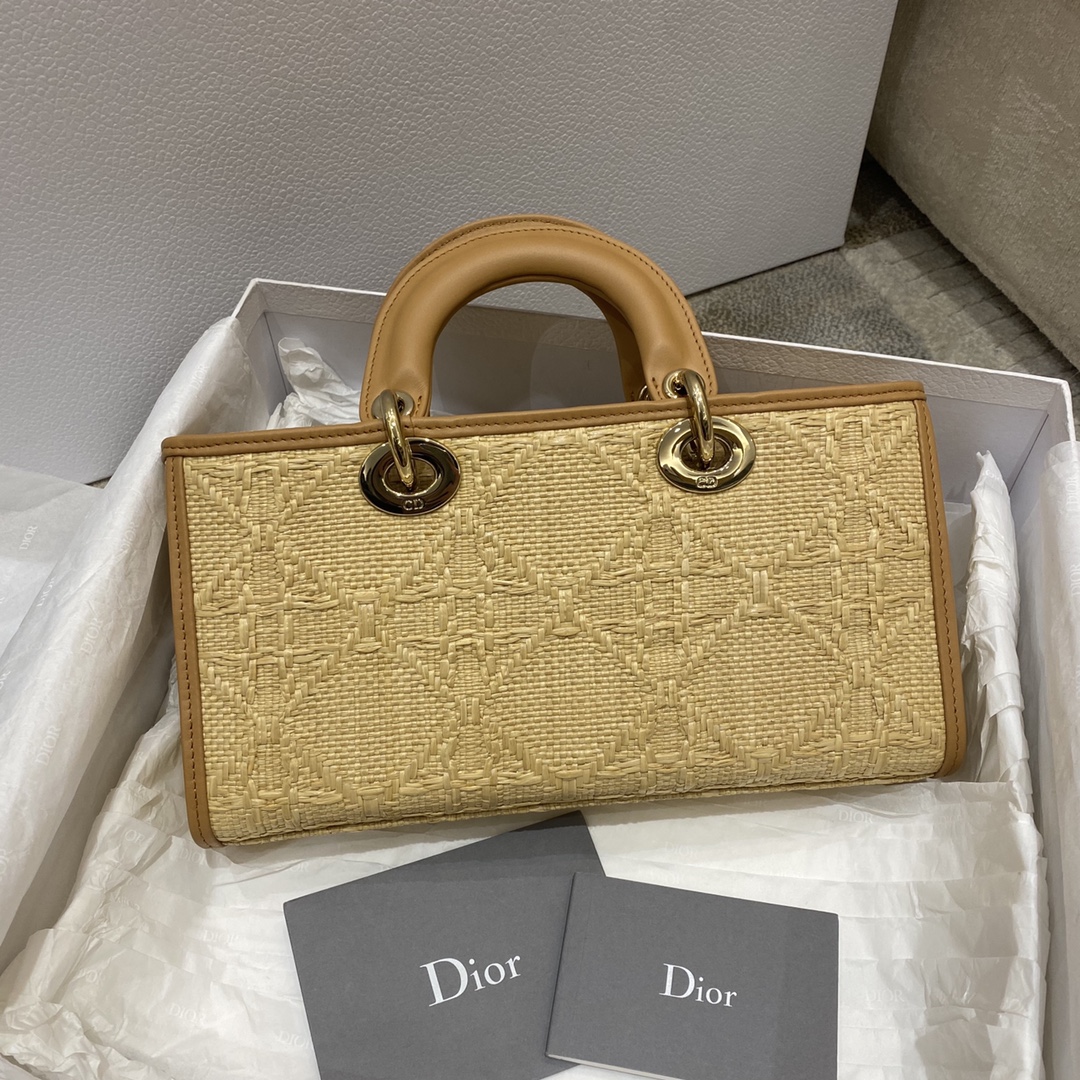 Christian Dior Lady D-Joy Bag Natural Cannage Raffia, Brown, For Women Women’s Handbags, 26cm CDOMBD_